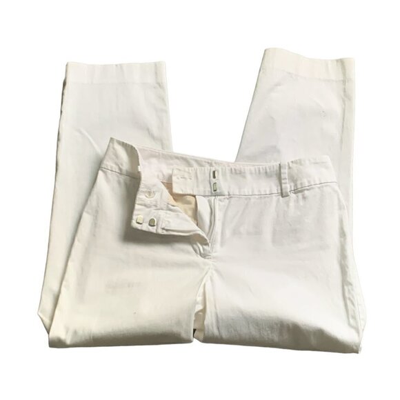 Ann Taylor Factory Signature White Straight Leg Cropped Pant Sz 2 #117D - Picture 4 of 7